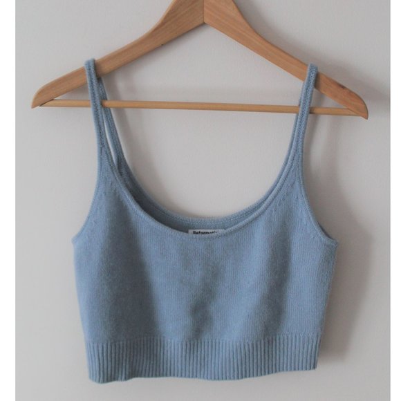 Reformation Varenne Cashmere Tank / Medium / Parisian Blue Cropped - Picture 3 of 8